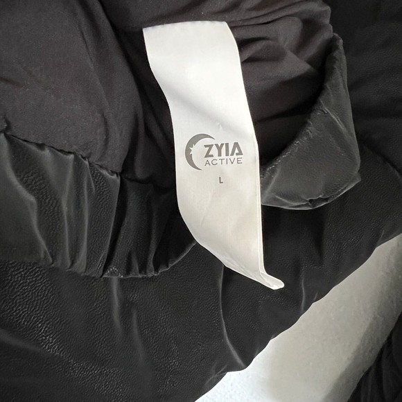 Zyia Active Chamonix Obsidian Velvet Puffer Coat w/ Pockets Black Womens Large - Picture 6 of 7